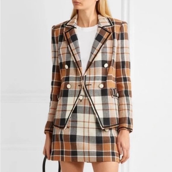 Veronica Beard Utah Jacket Size 8 Brown Tan White Plaid - Picture 10 of 10